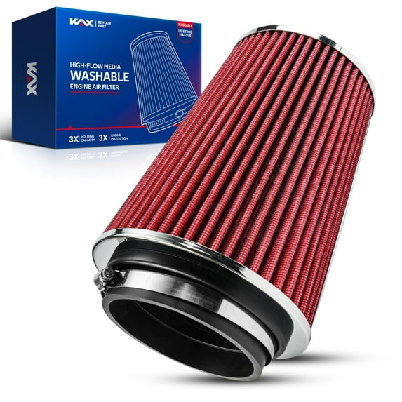 KAX Premium Washable Engine Air Filter, Universal Clamp-On Air Intake Filter, Reusable, Increase Power & Towing, 4 inch 102 mm Inlet Truck Cold Air Intake Air Filter (8" Tall)