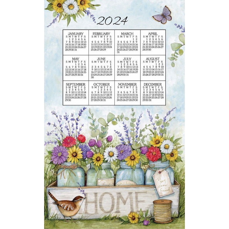 KAY DEE | 2024 Hanging/ Drying Calendar Tea Towel - HOME FLORAL -  Walmart.com