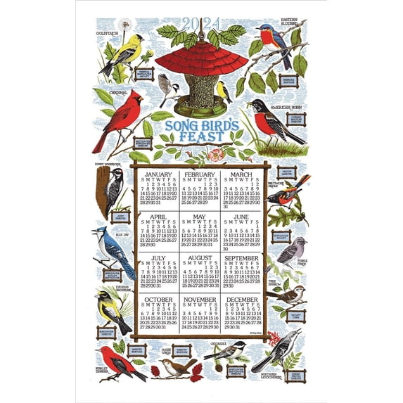 KAY DEE | 2024 Hanging/ Drying Calendar Tea Towel- SONGBIRD FESTIVAL