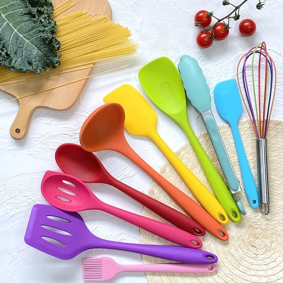KAY RUK Kitchen  Utensil Set,10Pcs Cooking Utensils Set, Grade Safety  Utensils,480?Heat Resistant Kitchen Tools,Seamless Easy to Clean, Non Stick Utensils(Multicolor)