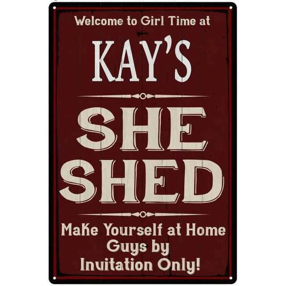 KAY'S She Shed Red Sign Gift Lady Cave 12x18 Metal Sign 112180088275
