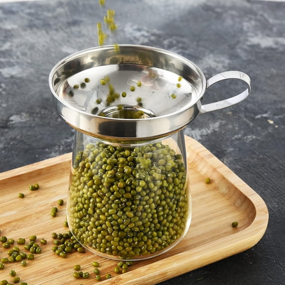 KAYA Stainless Steel Funnel with Handle & Filter Screen, Multi-Purpose Kitchen Oil Strainer Funnel for Liquid, Jam, Spice Transfer