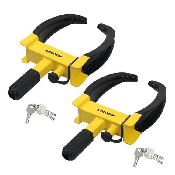 KAYCENTOP Universal Wheel Lock Clamp Anti Theft Trailer Locks Fit Most Vehicles Max 11" Tire Width Security Tire Boot Lock for Trailers SUV Boats ATV's Motorcycles Golf Cart 2 Packs 6 Keys Alike