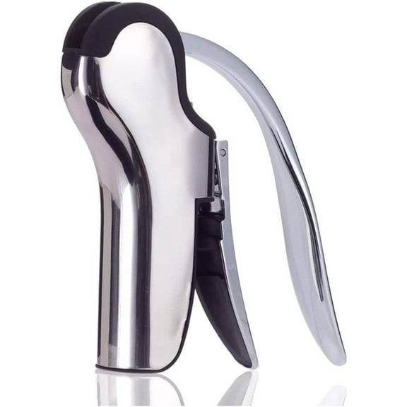 KAYCROWN Compact Wine Opener Stainless Steel Vertical Lever Corkscrew with Built-in Foil Cutter