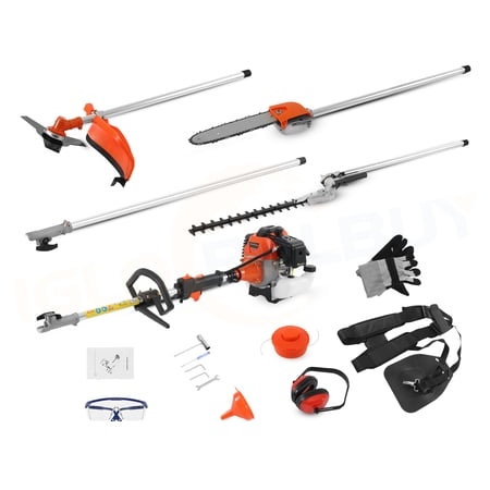 KAYESAMPRA 52cc 2-Stroke 5 in 1 Garden Hedge Trimmer Combo, Gas Powered Long Reach Pole Saw Grass String Trimmer Brush Tree Cutter Pruner Weed Eater Multi Functional Garden Trimming Tools