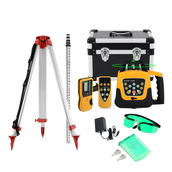 KAYESAMPRA Automatic Self Leveling Green Rotary Laser Level 500m Range Kit With 1.65M Tripod & Aluminum Grade Rod