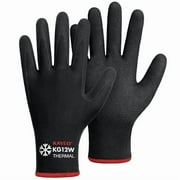 KAYGO 3 Pairs Winter Work Gloves with Grip, Thermal Insulated Safety Work Gloves Nitrile Coated, Ideal for Freezer Work