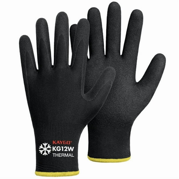KAYGO 3 Pairs Winter Work Gloves with Grip, Thermal Insulated Safety Work Gloves Nitrile Coated, Ideal for Freezer Work