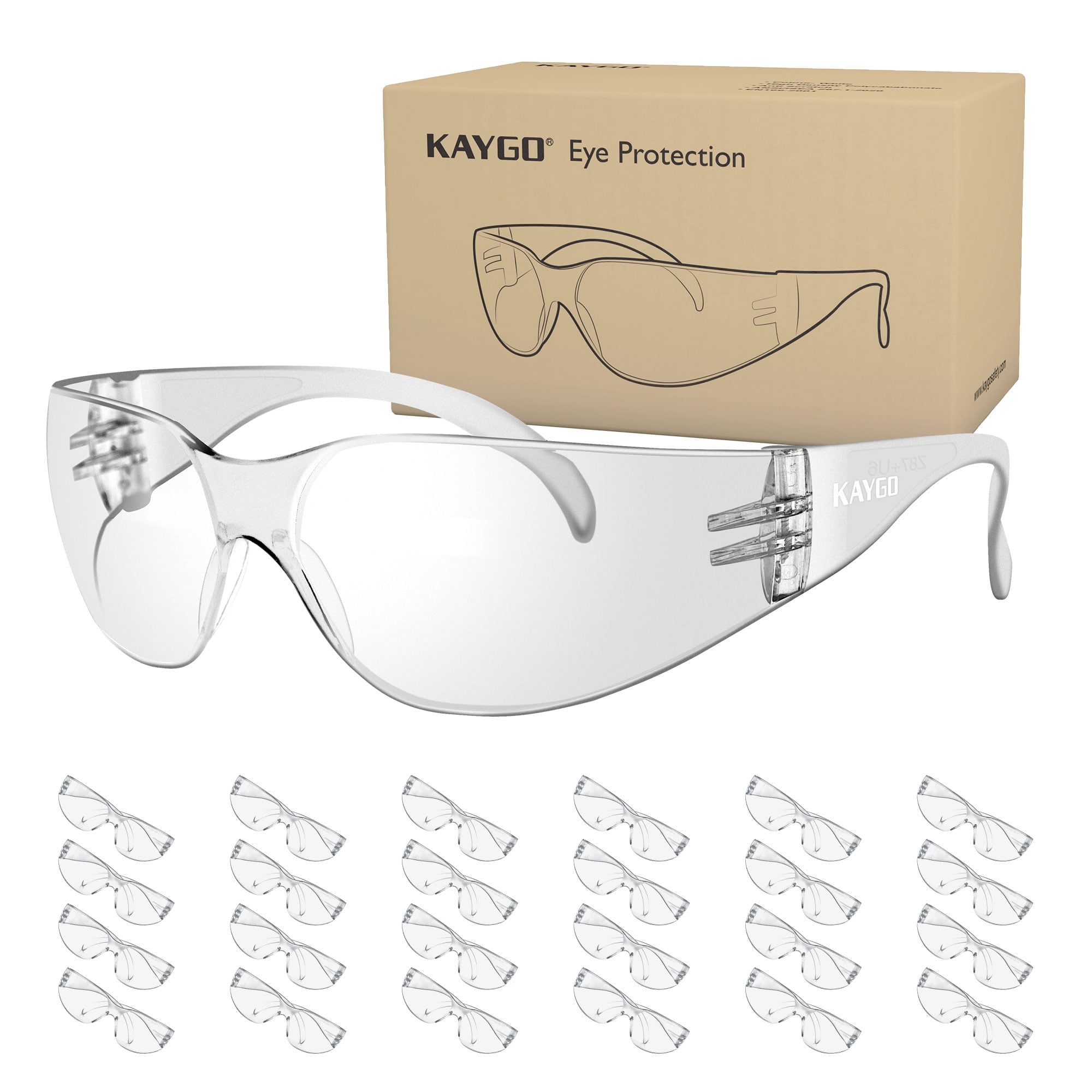 KAYGO Clear Safety Glasses, Scratch Impact Resistant, 24 Pack
