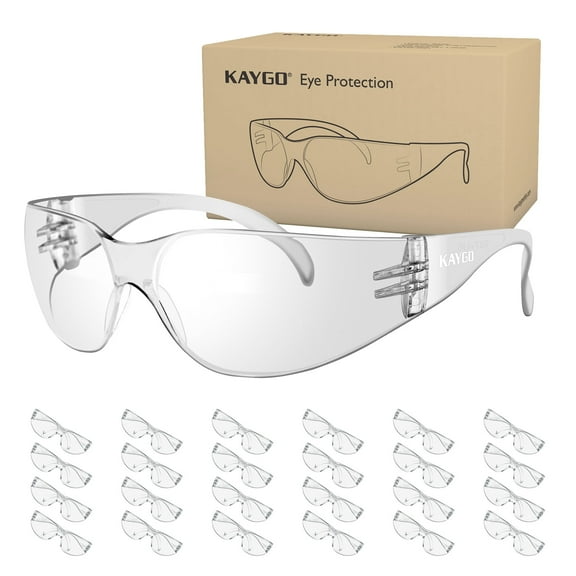 KAYGO Clear Safety Glasses, Scratch Impact Resistant, 24 Pack