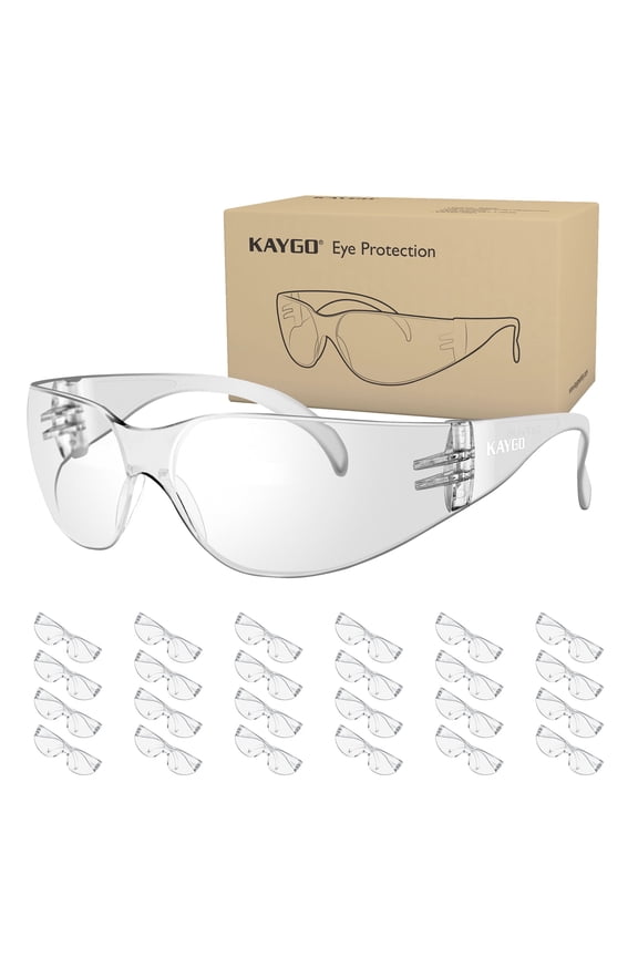 Clear Safety Glasses, Scratch Impact Resistant, 24 Pack