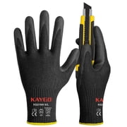 KAYGO Cut Resistant Gloves - Nitrile Micro-Foam Coated, Puncture Proof Safety Gloves for Work, Gardening, and Construction with Enhanced Grip | ANSI Cut Level A3 | KG21NB, L, 2 Pairs, Black
