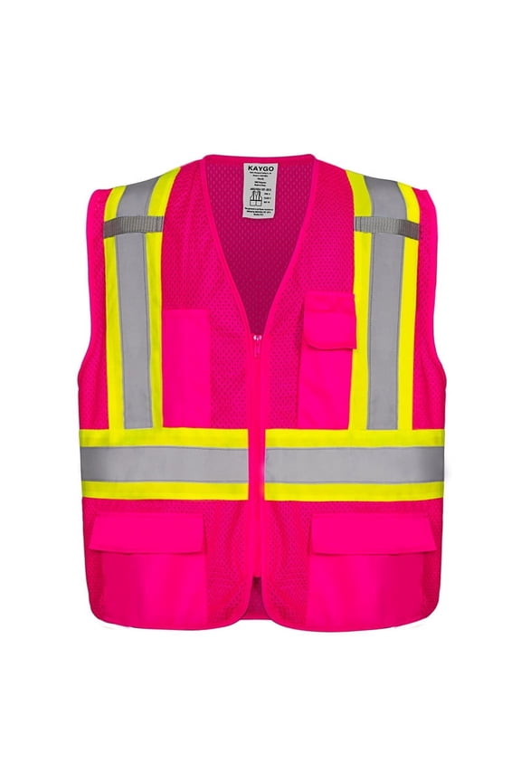 Safety Vest with Pockets - High Visibility Reflective Vest ANSI Class 2 Construction Vest