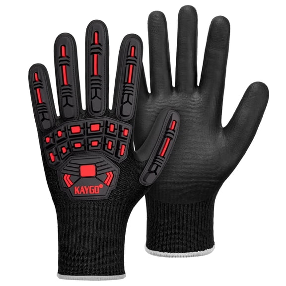 KAYGO KG30NB TPR Impact Reducing Work Gloves, ANSI A3 Cut Resistant, Nitrile Coated, 1 Pair