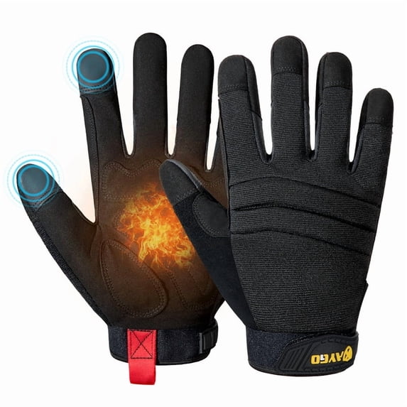 KAYGO Winter Thermal Safety Work Gloves, Insulated Mechanic Work Gloves, Double Lining, Ideal for outdoor jobs, Black, M