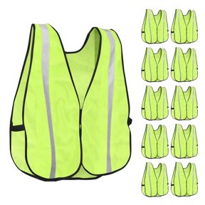 PeerBasics Safety Vests 10 Pack - Yellow Reflective High Visibility, Hi ...