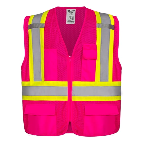 KAYGO Reflective Safety Vest for Women, High Visibility Vest with Pockets and Zipper, KG0100