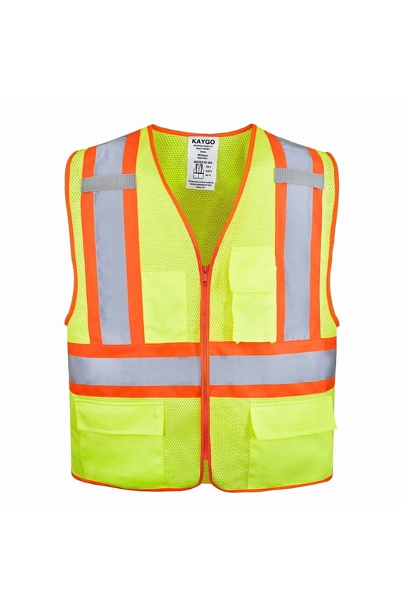 Safety Vest with Pockets - High Visibility Reflective Vest ANSI Class 2 Construction Vest