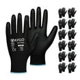 thumbnail image 1 of KAYGO Safety Work Gloves, 12 Pairs, PU Coated Seamless Knit Gloves for Men and Women (M, Black), 1 of 8