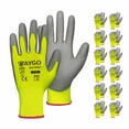 thumbnail image 1 of KAYGO Safety Work Gloves, 12 Pairs, PU Coated Seamless Knit Gloves for Men and Women (S, Green), 1 of 6