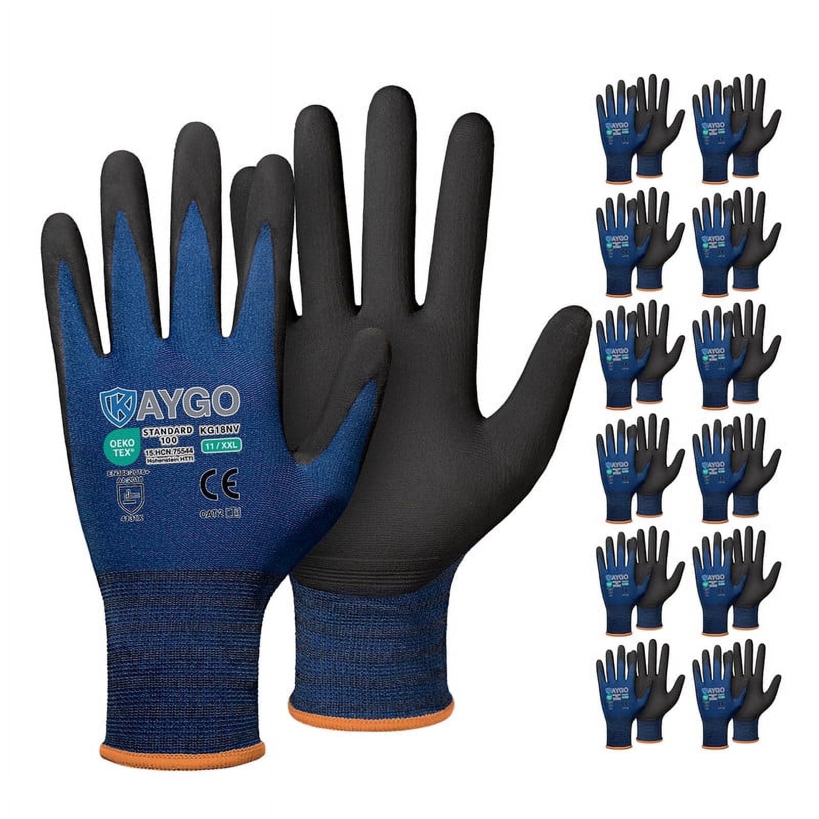 DULFINE Safety Work Gloves MicroFoam Nitrile Coated-36 Pairs Pack,Seamless Knit Nylon Glove with Black Micro-Foam Nitrile Grip,Ideal for General Purpose,Automotive,H DULFINE Safety Work Gloves MicroFoam Nitrile Coated-36 Pairs Pack,Seamless Knit Nylon Glove with Black Micro-Foam Nitrile Grip,Ideal for General Purpose,Automotive,H
