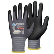 KAYGO Safety Work Gloves, MicroFoam Nitrile Coated, 3 Pairs, Seamless Knit Nylon,Gray, L