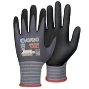 KAYGO Safety Work Gloves, MicroFoam Nitrile Coated, 3 Pairs, Seamless Knit Nylon,Gray, S