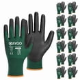 thumbnail image 1 of KAYGO Safety Work Gloves, 12 Pairs, PU Coated Seamless Knit Gloves for Men and Women (2XL, Dark Green), 1 of 8