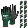 thumbnail image 1 of KAYGO Safety Work Gloves, 12 Pairs, PU Coated Seamless Knit Gloves for Men and Women (S, Dark Green), 1 of 8