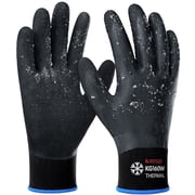 KAYGO Winter Waterproof Work Gloves for Men and Women, Thermal Insulated Freezer Rubber Coated Gloves, Super Grip, KG160, Black, M