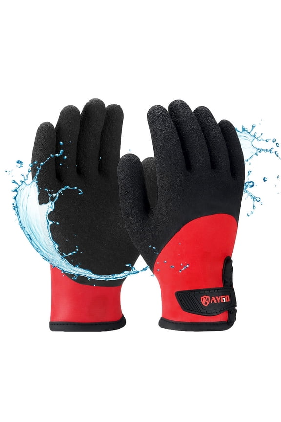 Waterproof Insulated Thermal Work Gloves - KG140W, Cold Condition Winter Gloves with Grip, Full Hand Double Latex Coated