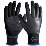 KAYGO Waterproof Work Gloves for Men and Women, Rubber Coated Non-slip Working Gloves for Garden, Outdoor Construction, KG150, Black, M