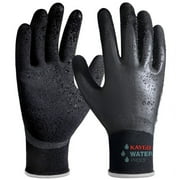 KAYGO Waterproof Work Gloves for Men and Women, Rubber Coated Non-slip Working Gloves for Garden, Outdoor Construction,KG150,Black,S