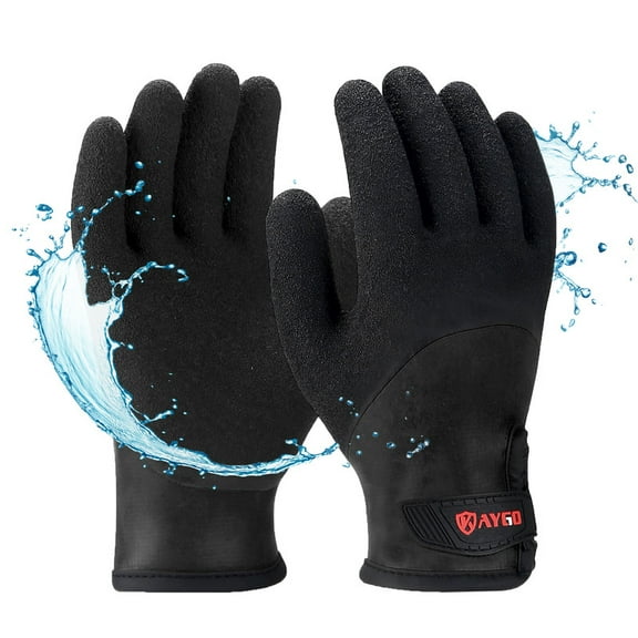 KAYGO Waterproof Insulated Thermal Work Gloves - KG140W, Cold Condition Winter Gloves with Grip, Full Hand Double Latex Coated