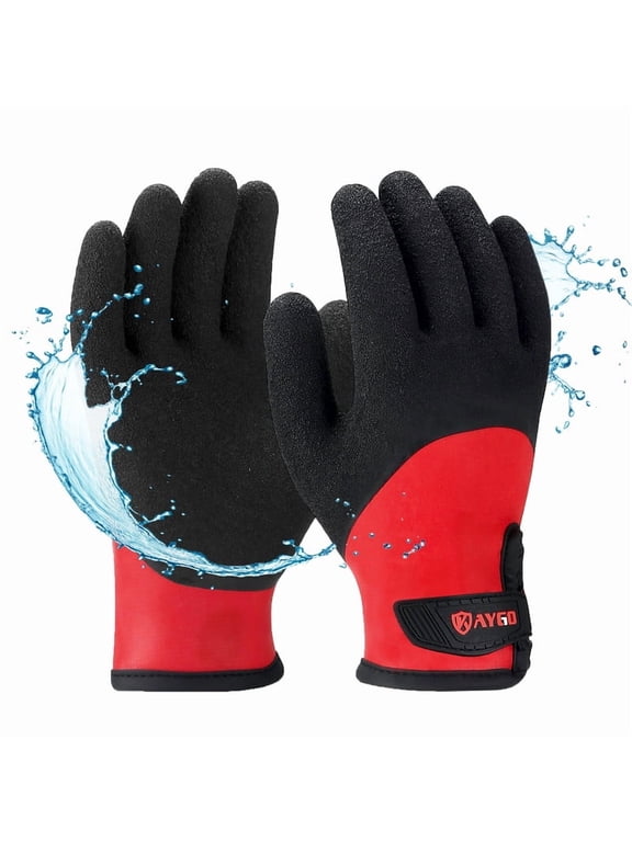 Waterproof Insulated Thermal Work Gloves - KG140W, Cold Condition Winter Gloves with Grip, Full Hand Double Latex Coated