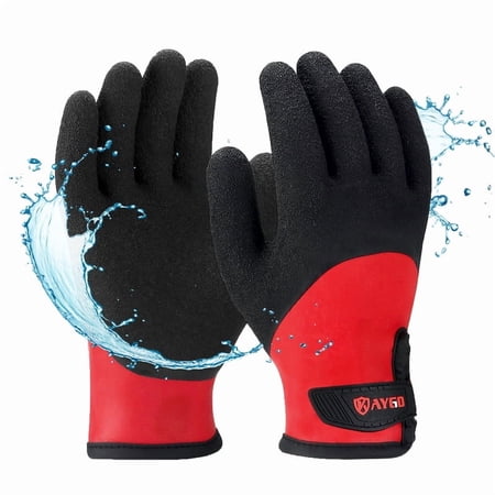 KAYGO Waterproof Insulated Thermal Work Gloves - KG140W, Cold Condition Winter Gloves with Grip, Full Hand Double Latex Coated
