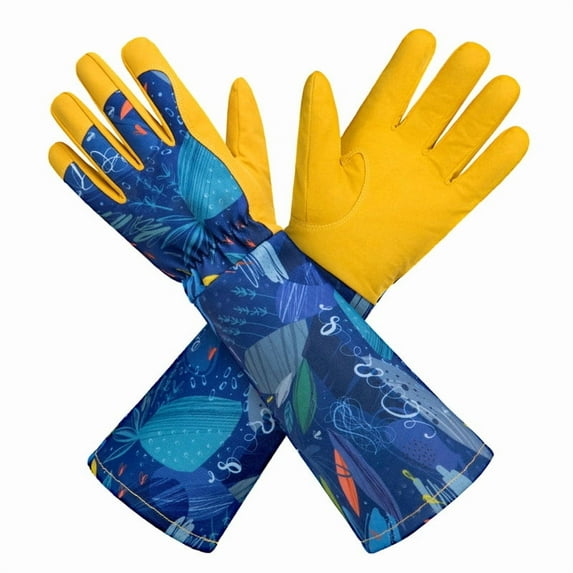 KAYGO Gardening Gloves for Women Long Sleeve, Light Protective Gloves for Yard and Outdoor Work, Yellow, L