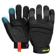 KAYGO Work Gloves For Men, Mechanic Utility Work Gloves for All Purpose, Heavy Duty, Touch Screen (M, Black)
