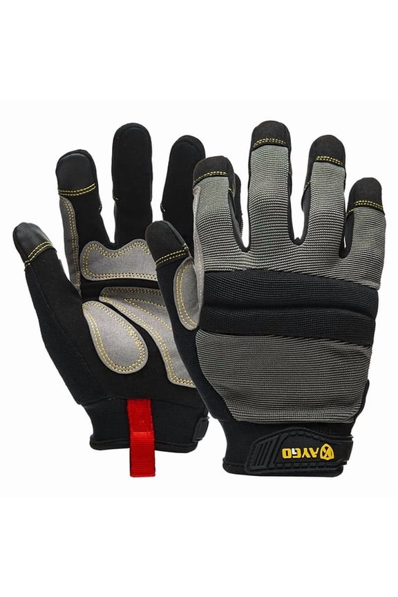 Work Gloves For Men, KG125M Mechanic Utility Work Gloves for All Purpose, Excellent Grip, Heavy Duty, Improved Dexterity, Touch Screen, Gray, L