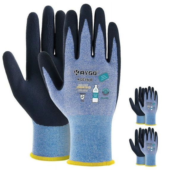 KAYGO Work Gloves for Women, Eco Friendly Safety Work Gloves with Breathable Rubber Coated, KGE19L,3 Pairs