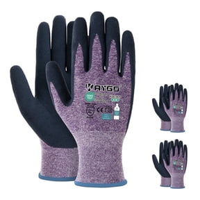 KAYGO Work Gloves for Women, 3 Pairs, Eco Friendly Safety Work Gloves with Breathable Rubber Coated, KGE19, L, Purple