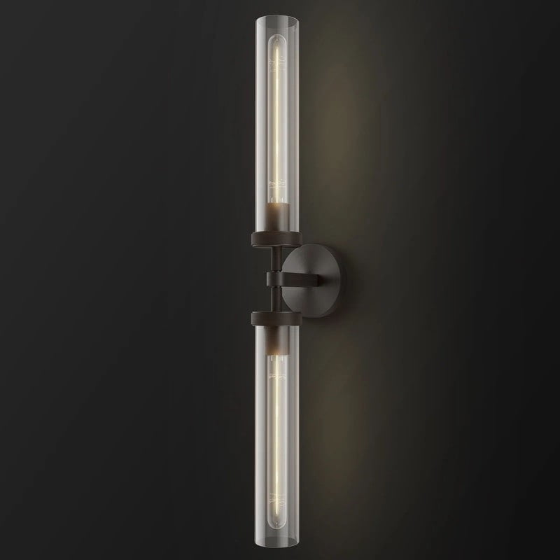 KAYLA  Modern Glass Wall Sconces, Indoor Wall Lighting Wall Light Fixtures, Vanity Light with Glass Shade(2-Sets) 1 - Black-30''