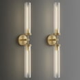 thumbnail image 1 of KAYLA  Modern Glass Wall Sconces, Indoor Wall Lighting Wall Light Fixtures, Vanity Light with Glass Shade(2-Sets) 2 - Brass-30'', 1 of 5
