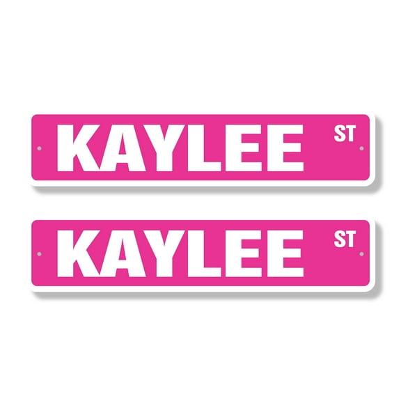 KAYLEE Classic Street Sign (2 Pack) Childrens Name Room Sign Road Sign | 4" X 18" Aluminum Metal Address Sign