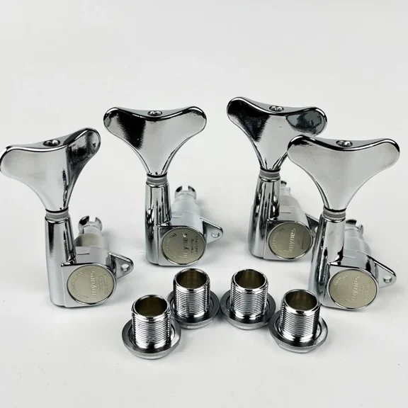 KAYNES 1:18 Ratio Headstock Sealed Electric Bass Guitar Machine Heads Tuners Closed Guitar Tuning Key Pegs DJ242 Chrome Silver