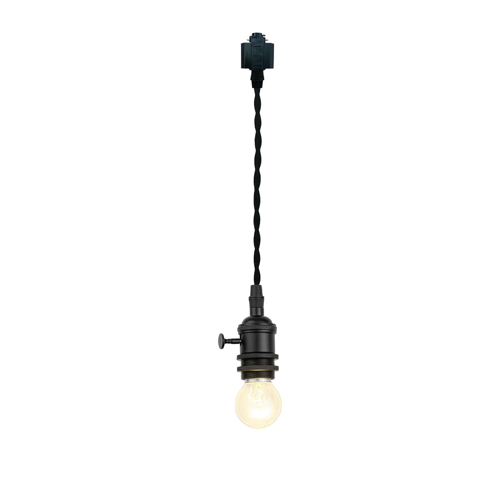 KAYYELAMP 0.98Feet Corded Track Lighting E26 Black Mini Base with Switch H-Type Track Pendant Light Retro Design for Kitchen Loft Dining Room Store(No Bulb, Track)