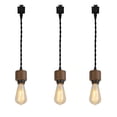 thumbnail image 1 of KAYYELAMP 0.98Feet Corded Track Lighting E26 Walnut Base J-Type Track Pendant Light Retro Design for Kitchen Loft Dining Room Store Set Three(No Bulb, Track), 1 of 7