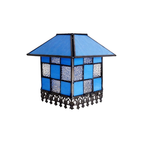 KAYYELAMP 1 Count Handmade Lamp Accessories Blue Lamp Shades Glass Small House Shape Mediterranean Style For DIY Wall Lamp Table Lamp Pendant Lighting Home Decorated