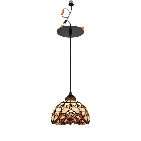 KAYYELAMP 1 Light Multi-Color Brown Glass Shade Handmade Recessed Light Conversion Kit For E26 Recessed Mount Cans Tiffany Pendant Light Ideal For Kitchen Farmhouse Home