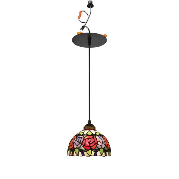 KAYYELAMP 1 Light Multi-Color Rose Glass Shade Handmade Recessed Light Conversion Kit For E26 Recessed Mount Cans Tiffany Pendant Light Ideal For Kitchen Farmhouse Home